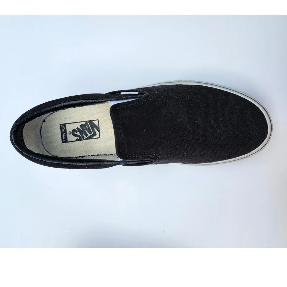 Vans Customs Classic Slip-On Black Canvas Lightning Bolt Mens 10 I.A. Embroidery